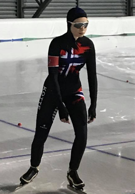 Custom long track speed skating skin suit 