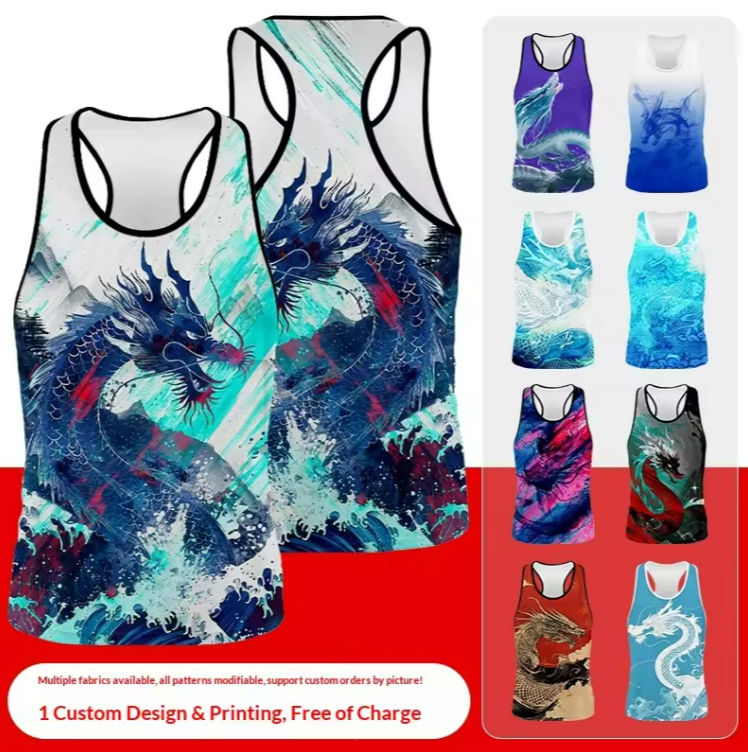 Customized Dragon Boat Racing Vests & Shirts Sublimation Printed Singlet